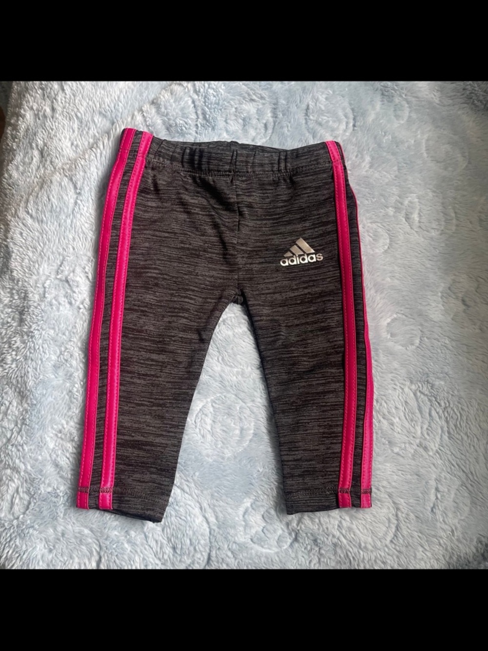 adidas Dark Gray Leggings with Hot Pink Side Stripes